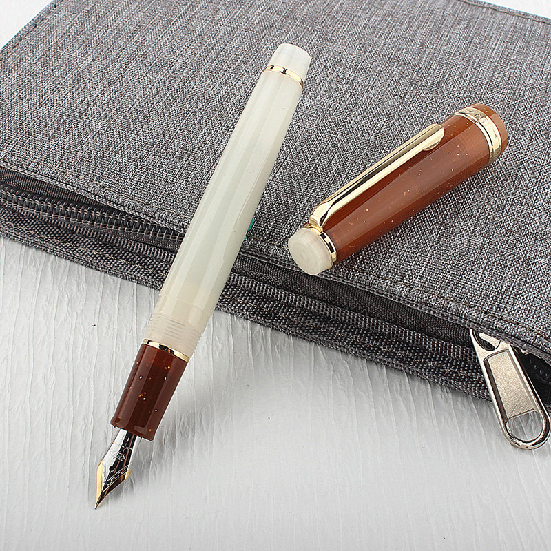 Jinhao 82 pluma estilográfica transparente Clip dorado pluma giratoria Popular EF F M NIB negocios Oficina escuela suministros escritura: verde / efecto