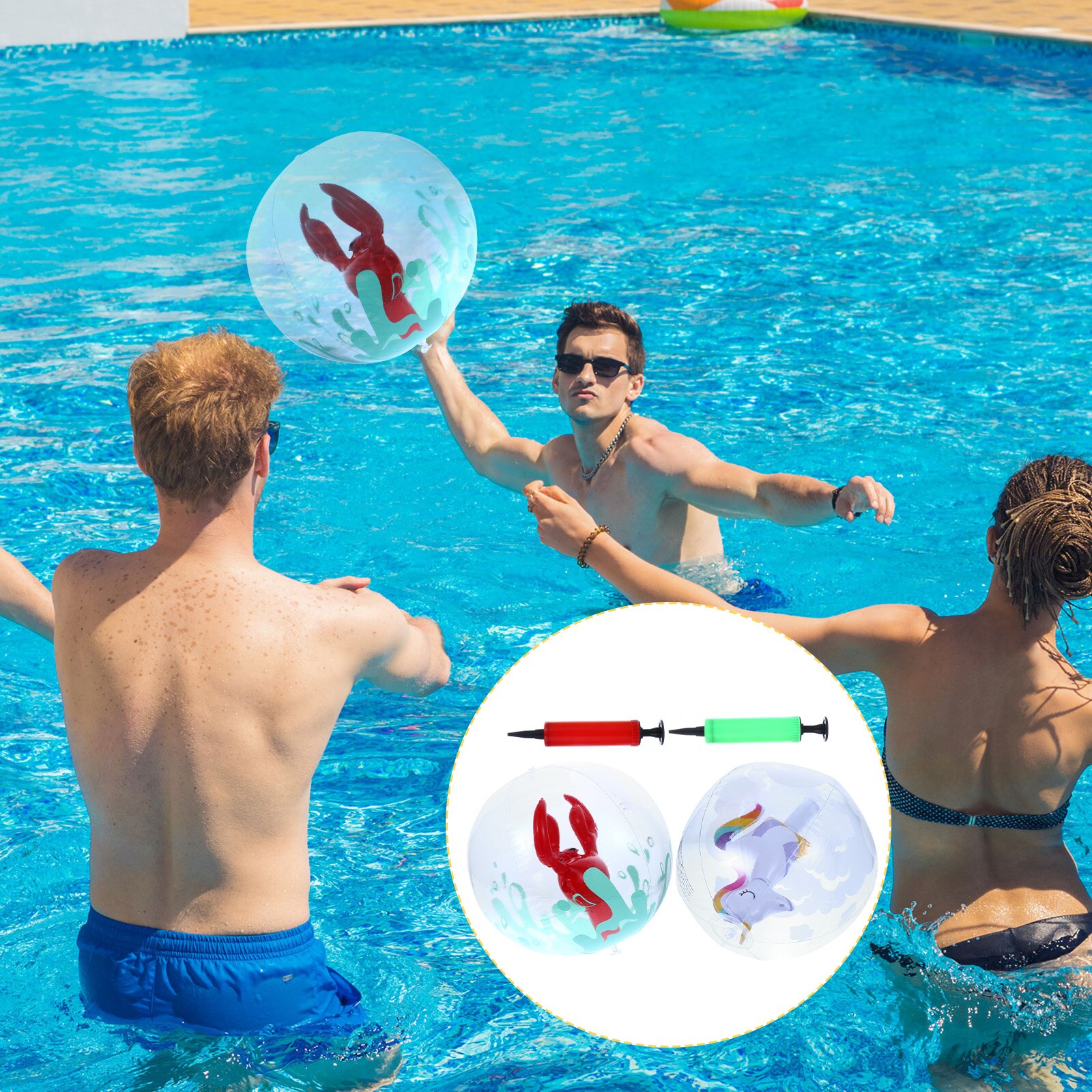 2pcs Inflatable Beach Balls Water Balloons PVC Playing Ball Funny Beach Ball