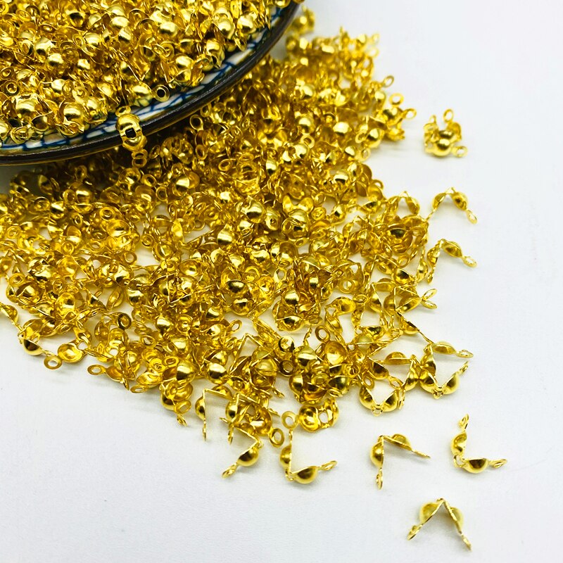 100 pz/lotto connettore chiusura raccordo 4*7mm catena a sfera Calotte End Crimps perline connettore componenti per gioielli fai da te fare Supplie: Gold