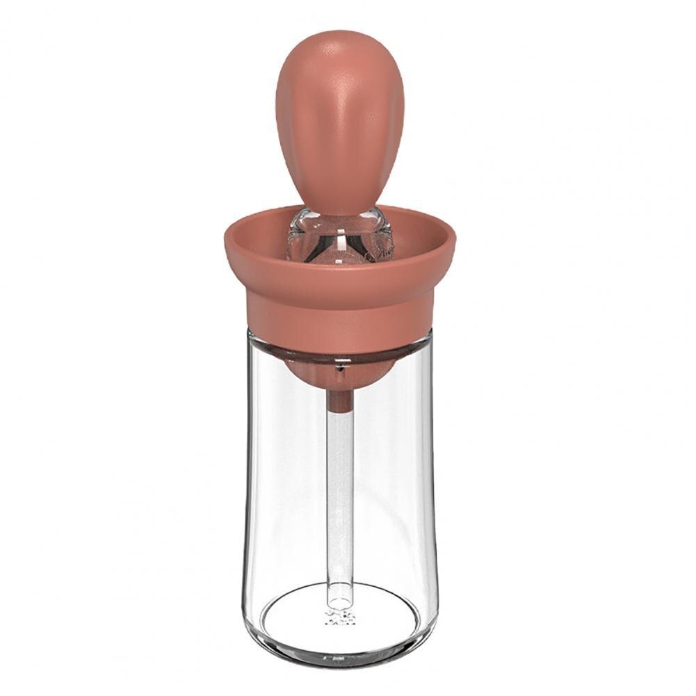Space-saving Oil Container Bottle Easy to Carry with Silicone Brush Ergonomic Multi-purpose Oil Dispenser Bottle:  Red