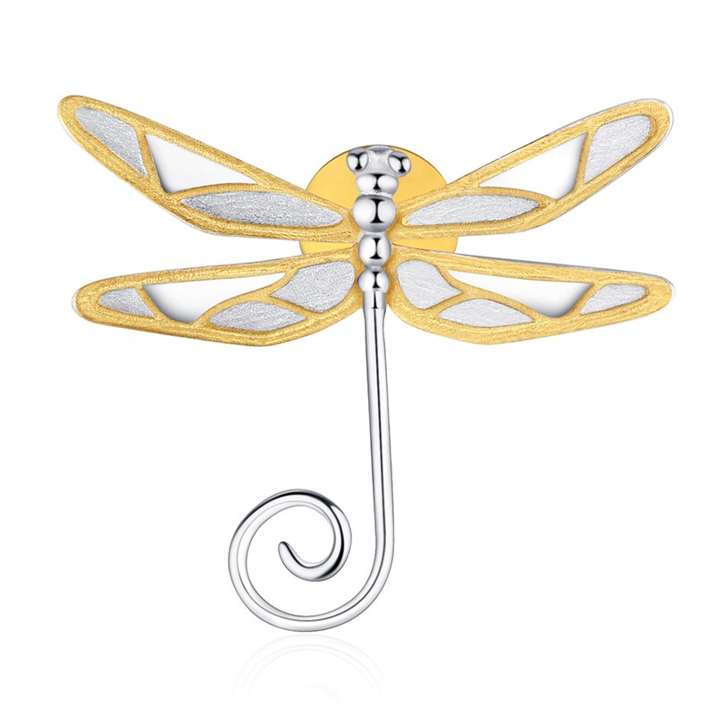 Lotus Plezier Echte 925 Sterling Zilver Natuurlijke Stijl Handgemaakte Fijne Sieraden Schattige Dragonfly Broches Pin Broche Voor Vrouwen: Silver Tail