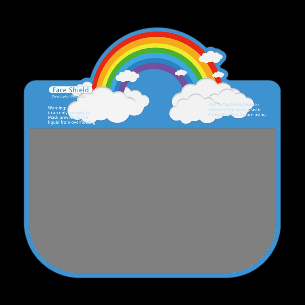 Cartoon Kids Children Safety Elastic Full Face Shield Nursery Kindergarten Protection Washable Clear Visor Cap Headwear: rainbow