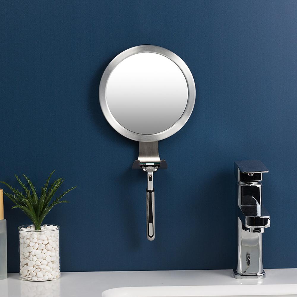 Stainless Steel Anti Fog Shower Mirror Bathroom Shaving Mirror wall Vanity Makeup Mirror Bathroom Supplies With Suction Cup Hoo