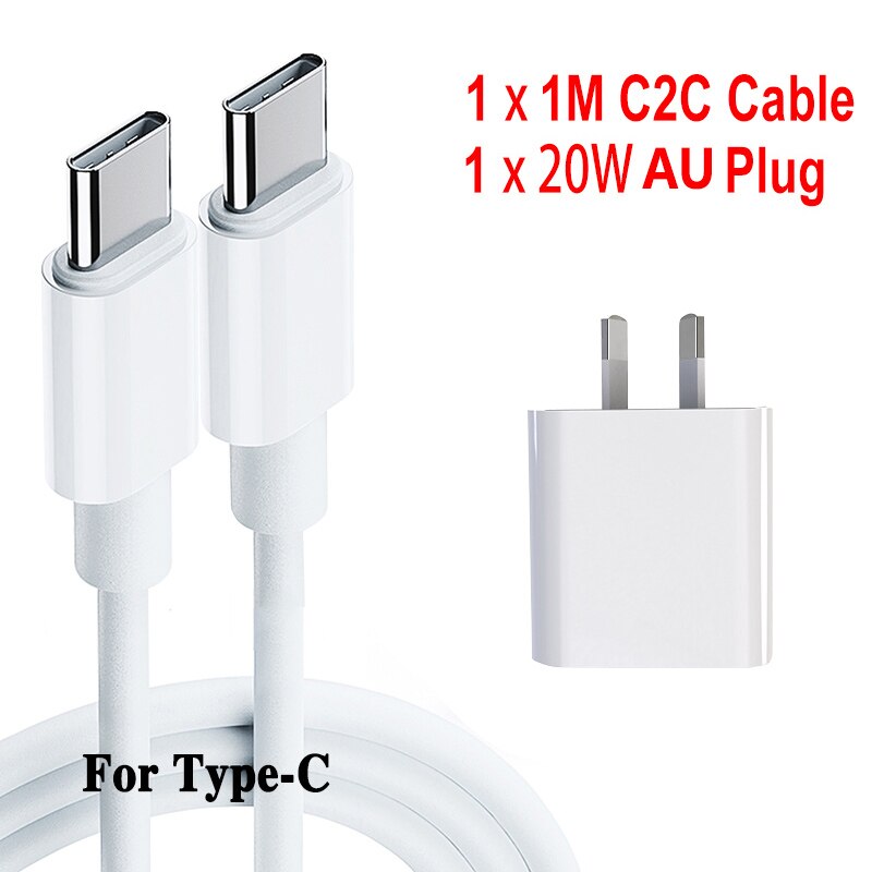 20W Dual USB PD Charger Quick Charge 3.0 Type C Fast Charging For iPhone 12/11/Pro Max for Samsung QC3.0 Charger Adapter: AU C2C