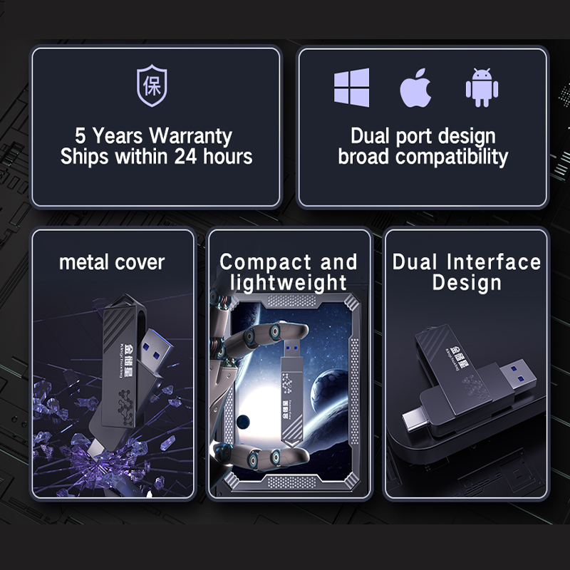 High Speed Solid State USB Drive 1TB Mobile Phone Hard Drive Type-C Dual Interface Mobile Computer Large Capacity USB Drive 512G