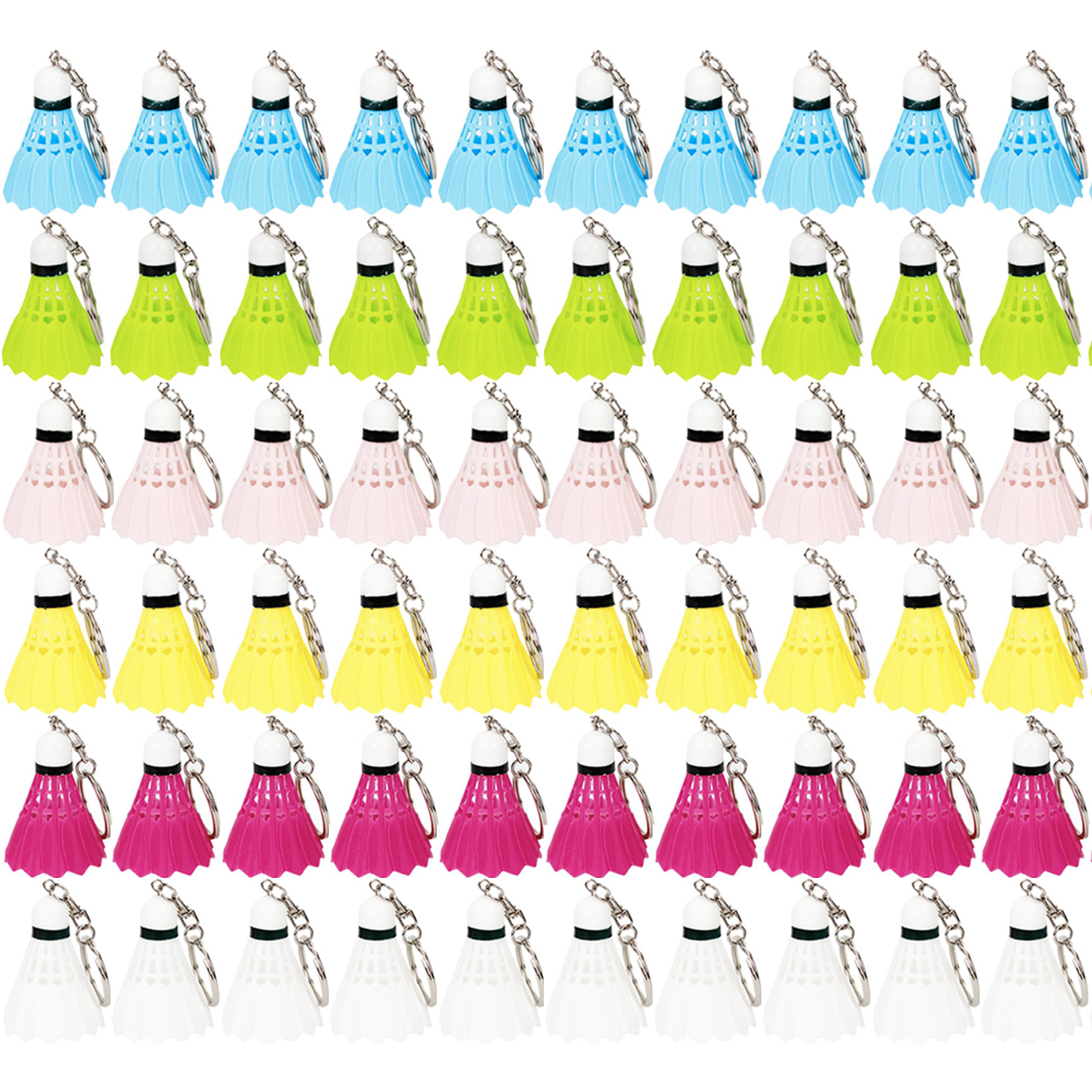 60 stuks 6 kleuren schattige badminton sleutelhanger sleutelhanger autohouder tas hanger sieraden sieraden sleutel hanger kettingen charme sleutelhanger: WHITE