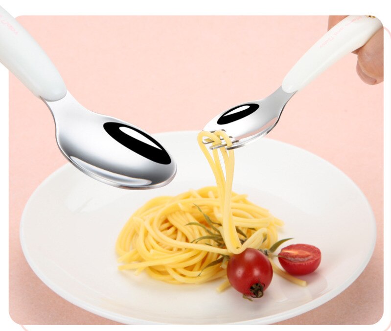 Baby Tableware Set Infant Food Feeding Spoon Fork Gadgets 304 Stainless Steel BPA Free Toddler Cartoon Dinnerware Cutlery