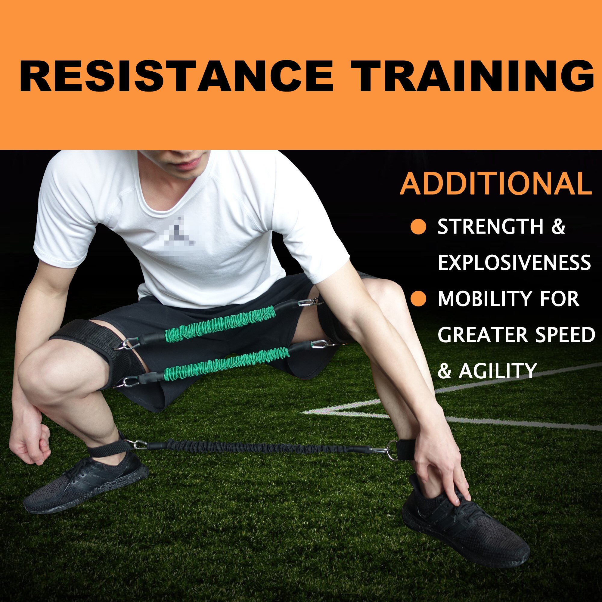Speed and Agility Training Leg Resistance Bands Bonus Thigh Straps for Fitness Leg Strength Workout Football Running Training