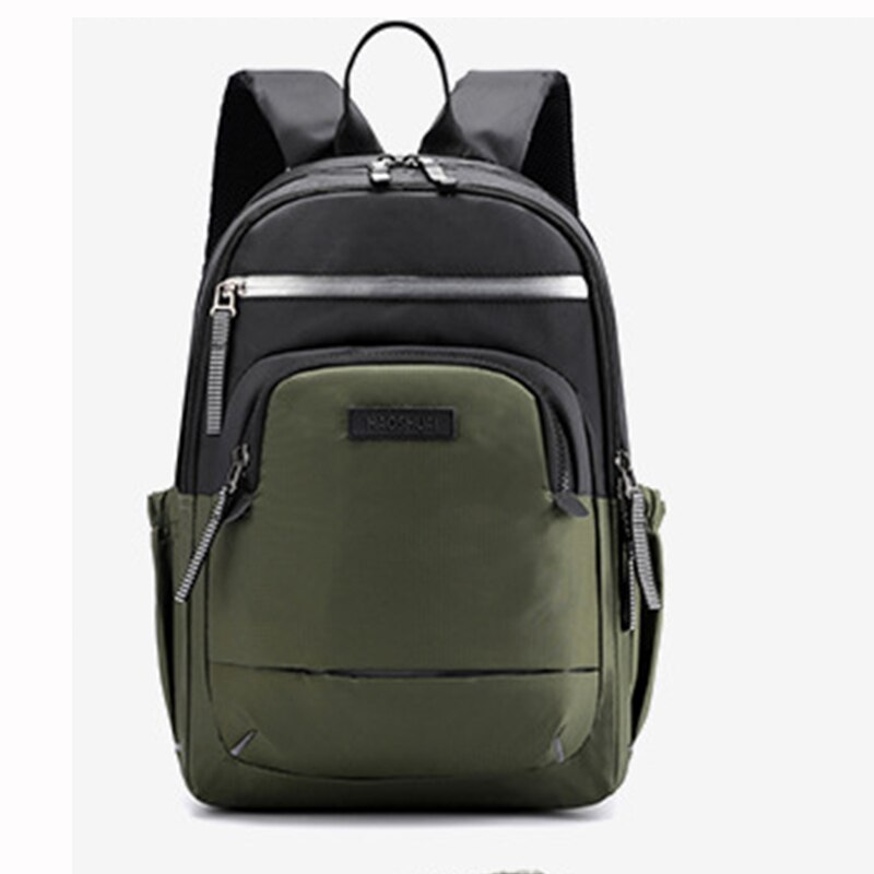Män kvinnor nylon ryggsäck daypack reflekterande rand resväska manlig kvinnlig skolbok väska ryggsäck ryggsäck: Armégrön