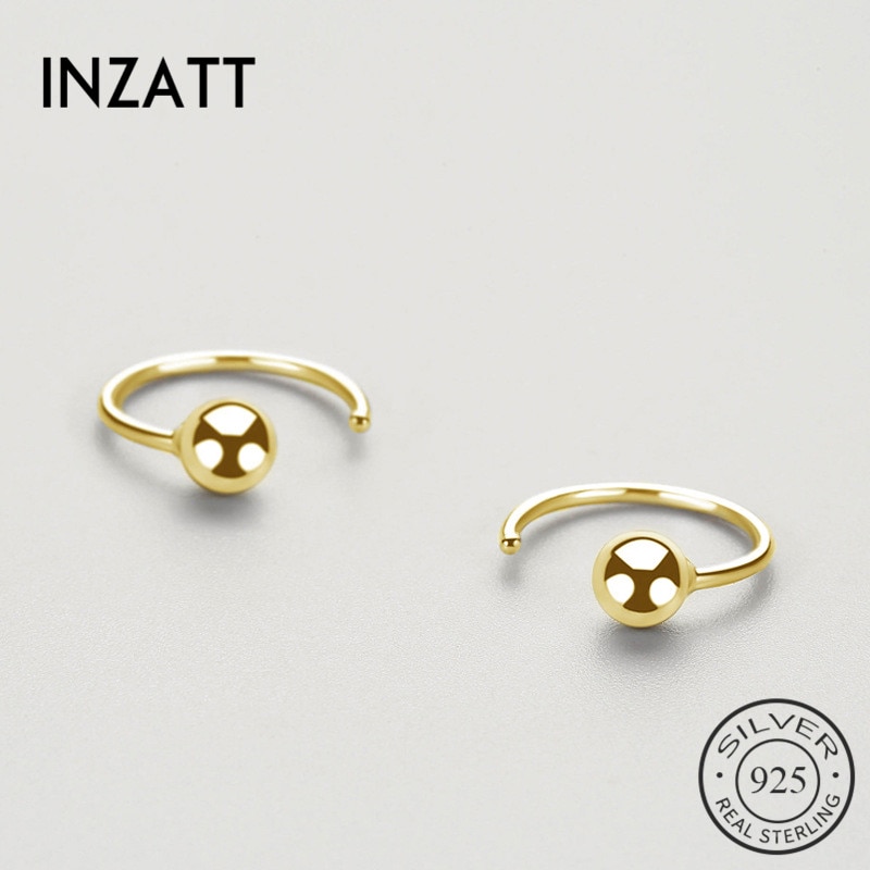 INZATT Plata de Ley 925 auténtica pendientes de aro de cuentas minimalistas para mujeres a la , , accesorios de joyería delicada,