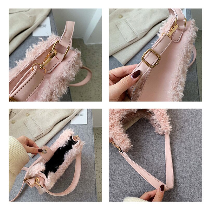 Lamm Plüsch Tasche Große Kapazität frauen Tasche Neue Stil Hohe Textur Eine-Schulter Crossbody Unterarm Tasche Pelzigen flauschigen