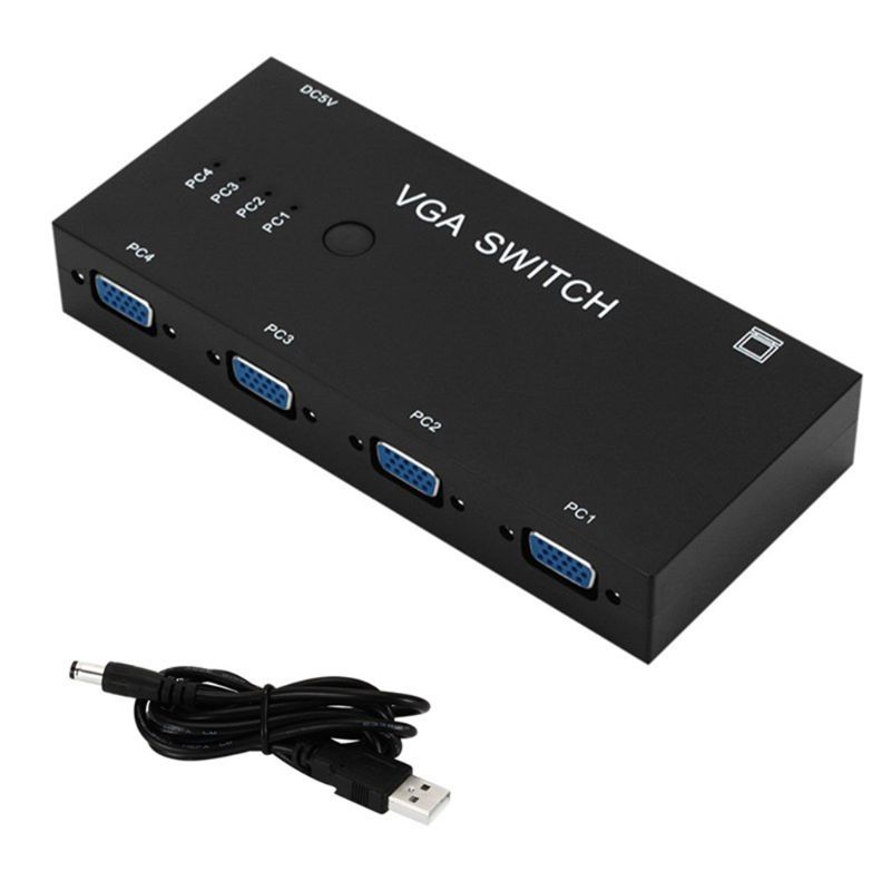 Divisor VGA 1080P 4 puertos 1 en 2 salida VGA interruptor 1X4 macho a hembra con Cable LX9A: Default Title
