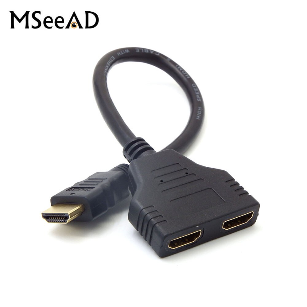 Kabel hdmi splitter kabel 1 han til dobbelt hdmi 2 hun y splitter adapter i hdmi hd led lcd  tv 30cm