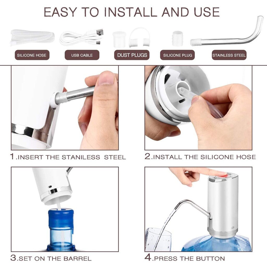 Intelligent Automatic Electric Drinking Dispenser Water Bottle Pump USB Charging