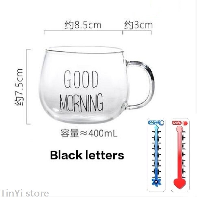 1/2/4PC Good Morning Milk Tea Coffee Yogurt Oat Cup Cocktail Glass Crystal Mugs Letter Printed Mug Transparent with Lip