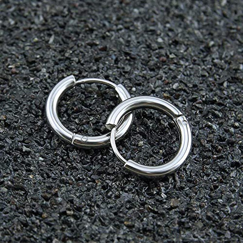 6 Pairs Stainless Steel Black Stud Earrings for Men And Women Huggie Hoop Earrings Set Cartilage Ear Body Piercing