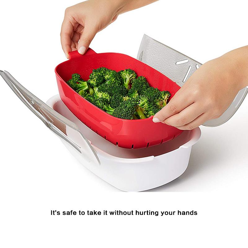 Double-Layer Microwave Oven Food Steamer Food Grade PP Non-Toxic Steaming Dish Food Container Kitchen Cookware Lunch Box