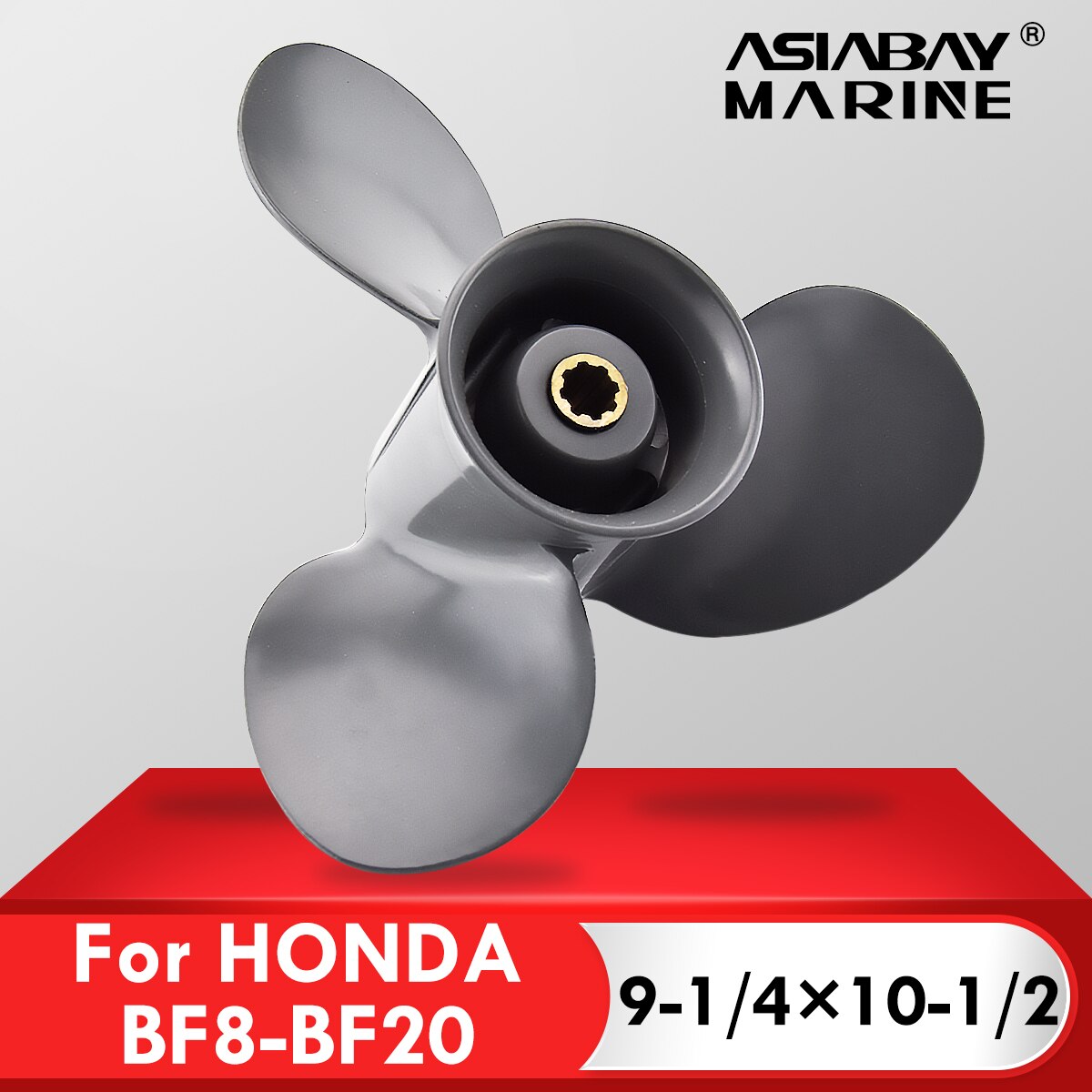 För honda 8hp 9.9hp 10hp 15hp 20hp utombordare propeller 9 1/4* 10 1/2 motor aluminiumlegering 3 blad 8 spline marinmotordel