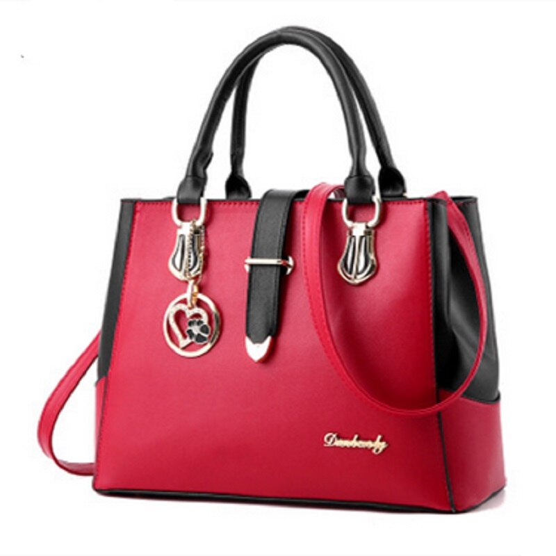 Bolsos de mano para mujer, bolsos de mano de retales de , bolso de cuero de PU para trabajo de oficina, bolsos casuales de Color sólido para mujer, bolso de mensajero Simple para mujer: Wine red