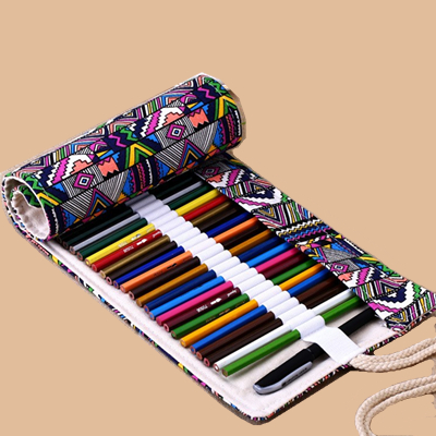 National Canvas School Pencil Case 36 Holes Roll Up Pencil Bag Portable Pencil Box School Supplies material escolar