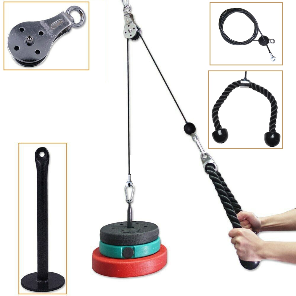 Fitness Pulley Cable System DIY Loading Pin Lifting Triceps Rope Machine Workout Adjustable Length Home Gym Sport Accessories