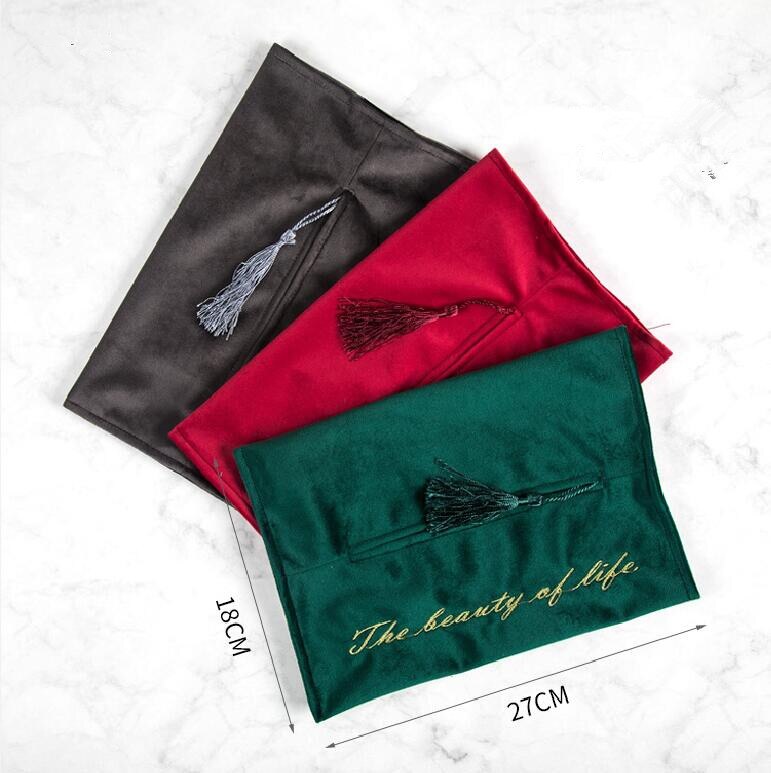 Tassel tissue box deksel thuis auto hotel tissue houder thuis keuken organizer trekkoord tas