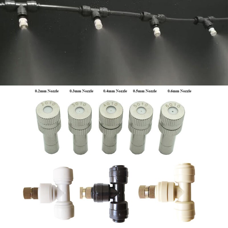 Sistema de enfriamiento por nebulización de Patio, Kits de riego de jardín, pulverizador de 6m-18m, presión de grifo de agua de 4-5bar