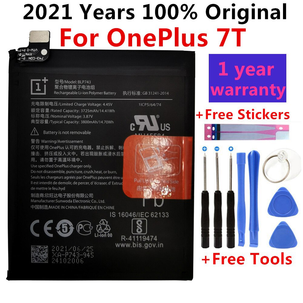 Original Battery BLP743 3800mAh For Oneplus 7T One Plus 7T Phone Battery High Capacity OnePlus Phone Batteries Free Tools