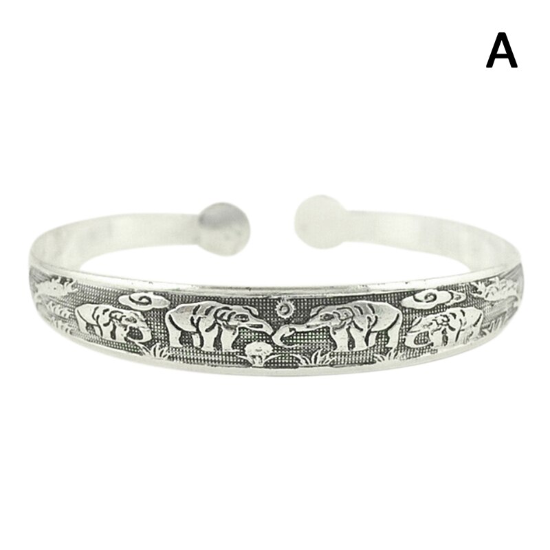 Pulseras de plata tibetanas antiguas pulseras de plata tibetana joyería de plata tibetana para mujer: A