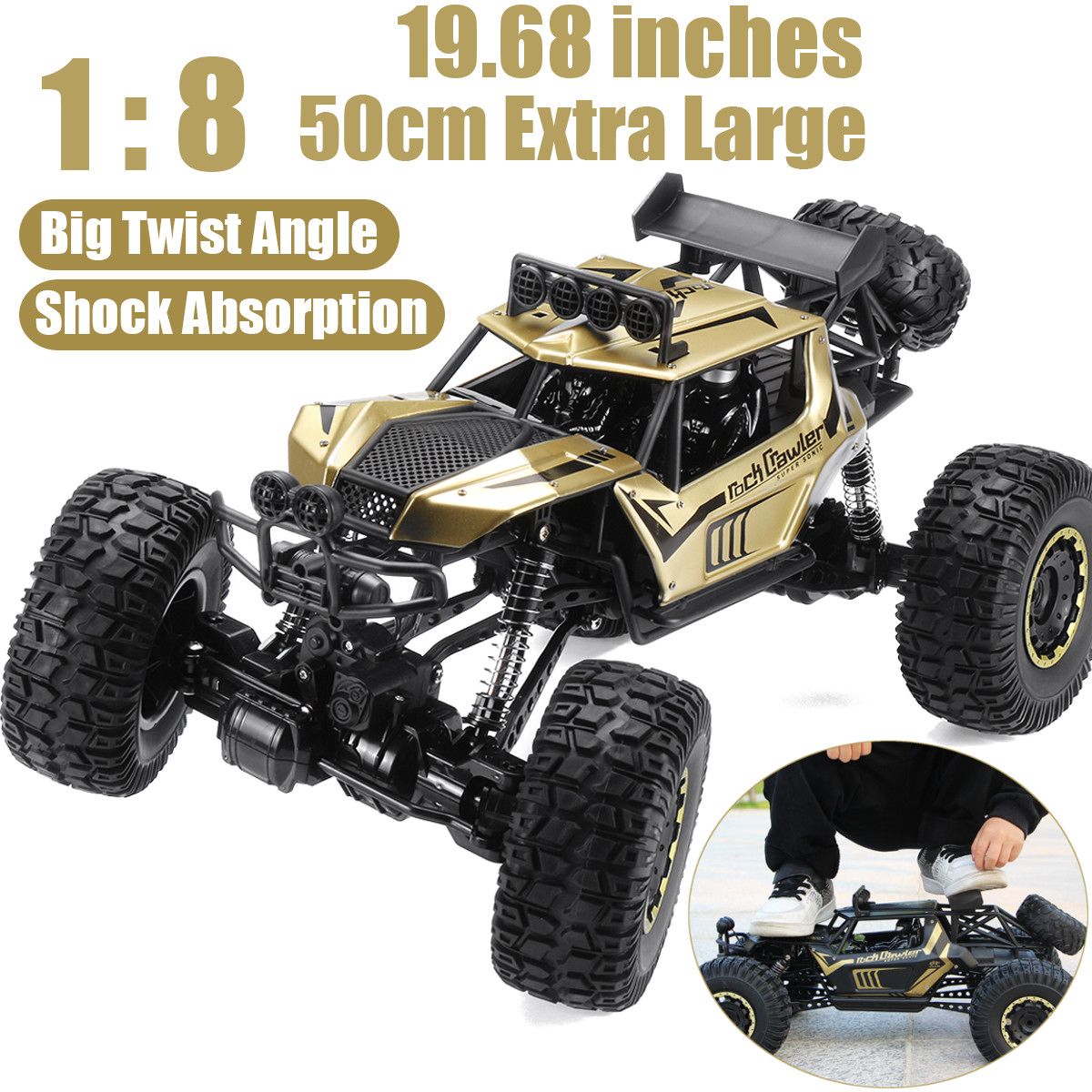 1:8 50Cm Rc Auto 2.4G Radio Control 4WD Off-Road Elektrische Voertuig Monster Buggy Afstandsbediening Auto Speelgoed Voor Kinderen Jongens