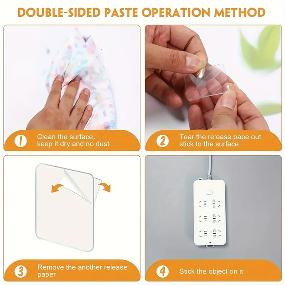 40 pezzi/50 pezzi 6 cm * 6 cm Nastro biadesivo resistente: appendere immagini e tappeti Senza sforzo, rimovibili e riparazioni domestiche