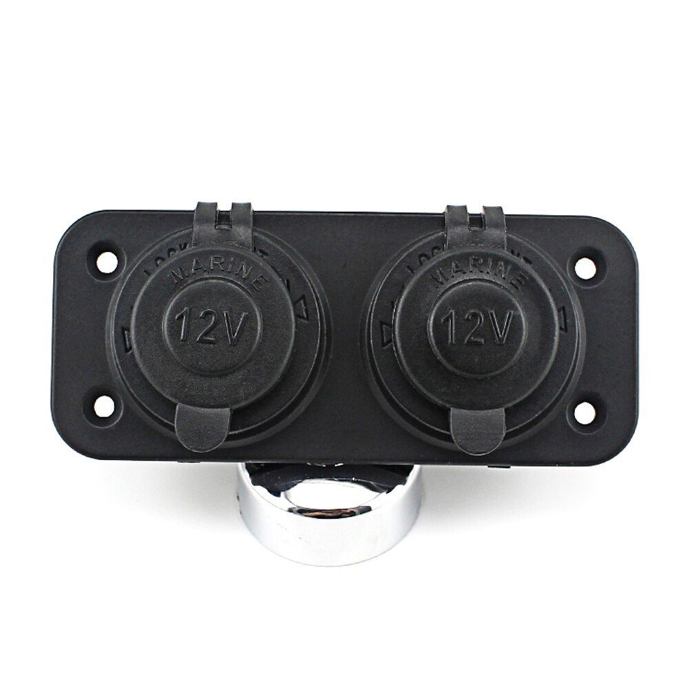 12V Waterdichte Motor Auto Boot Dual Gaten Sigarettenaansteker Voeding Stopcontact Adapter Plug (Zwart) A20