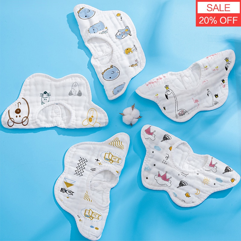 Baby Bib 8 Lagen Katoen Gaas 360 Graden Roterende Bloemblaadje Bib Kindje Katoenen Baby Speeksel Handdoek