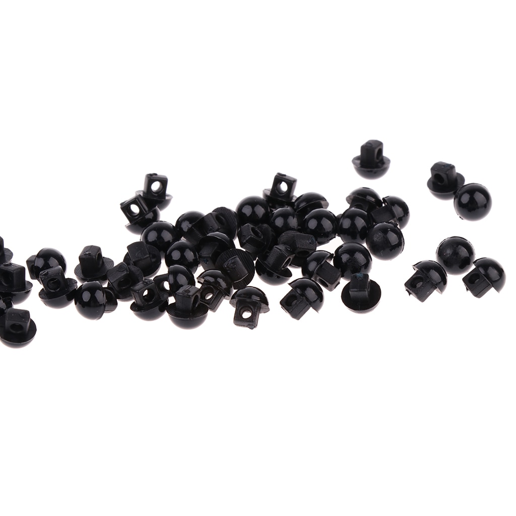 100 Pieces 6mm Plastic Safety Eyes, Mushroom Domed Sewing Buttons for Doll Making (Black)