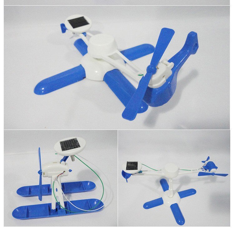 [sjov] solenergi 6 in 1 pladsflåde legetøjssæt diy pædagogisk robot fly båd bil tog model studerende eksperiment prop
