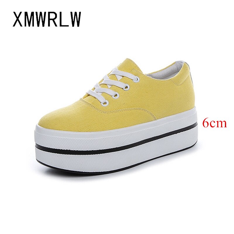Chunky sneakers dam vår sommar andas canvas skor dam sneakers högklackat kvinna platåskor kvinnlig sko