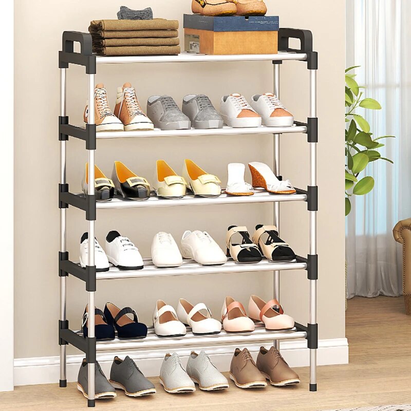 Einfaches Schuhregal mit 3-7 Etagen, mehrschichtig, staubdicht, für den Haushalt, Schuhschrank, Aufbewahrung, platzsparende Montage des kleinen Schuhregals