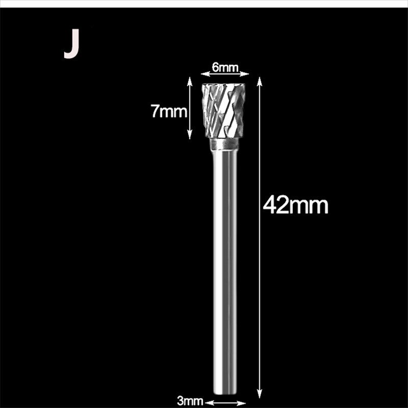 3x6mm Tungsten Steel Carbide Burr Cutter Rotary Tool Burr Double Diamond Cut Rotary Polishing Tools: J