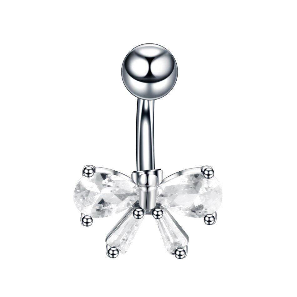 1 PC Silver Crystal Surgical Steel Navel Piercing Heart Zircon Belly Button Rings Women Belly Button Piercing Ombligo Pircing: Style 6
