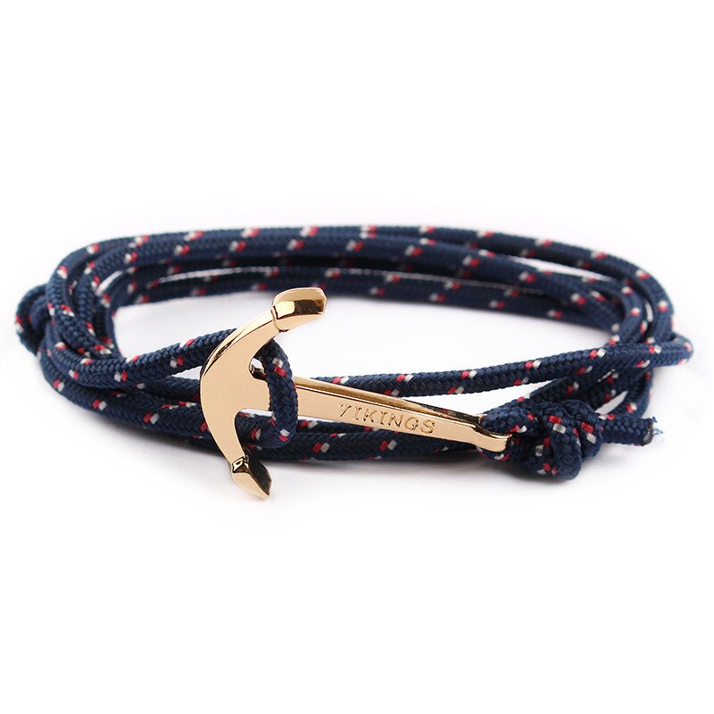 Retro Vikings Bracelet For Men Women Popular Male Multilayer Wrap Bangle Gold Color Handmade Anchor Bracelets SL017: 12