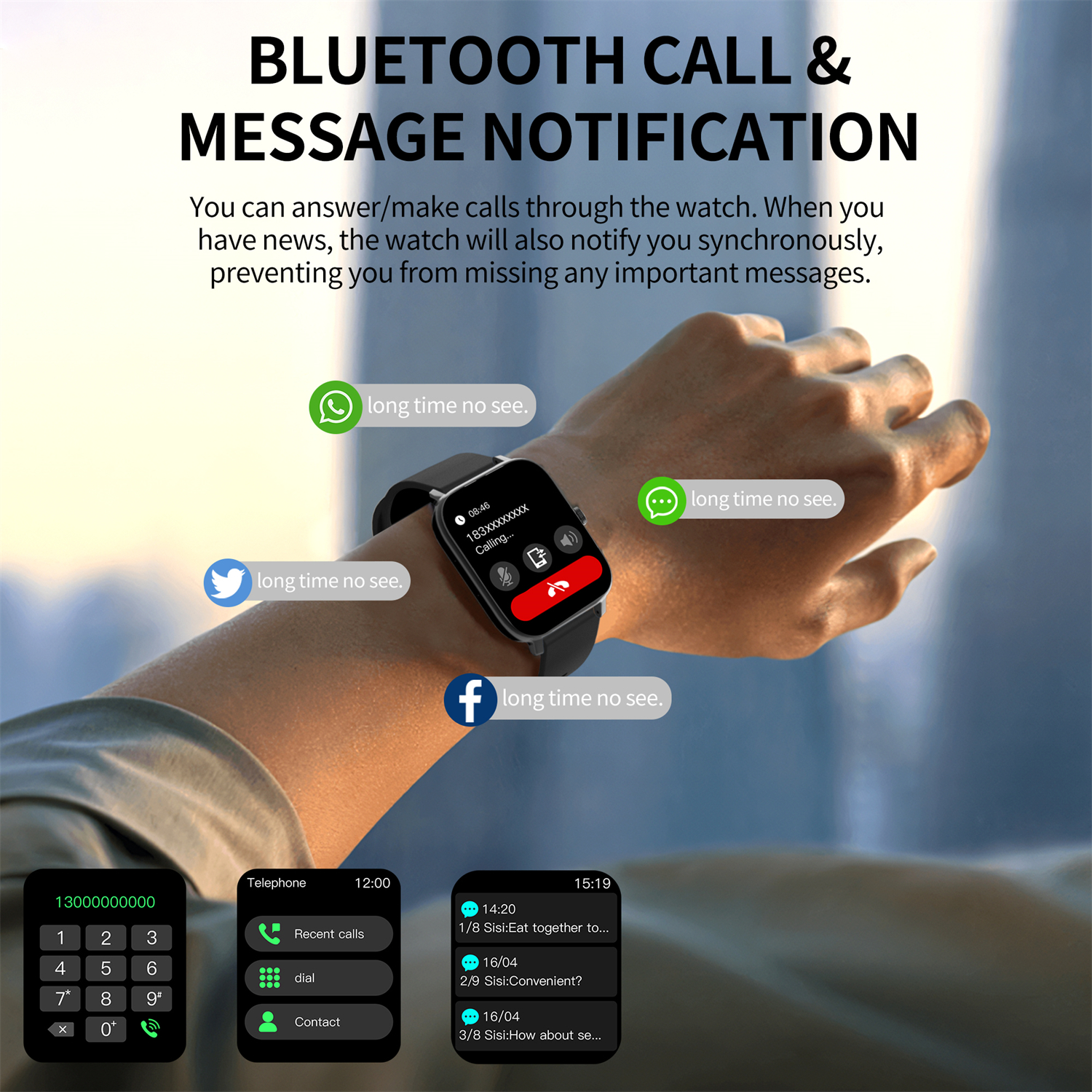 1.83 Cal sprytny zegarek robić fitnessu sportowy z ekranem dotykowym dla mężczyzn kobiet Bluetooth połączenie monitorowanie zdrowia AI głos asystent Smartwatch