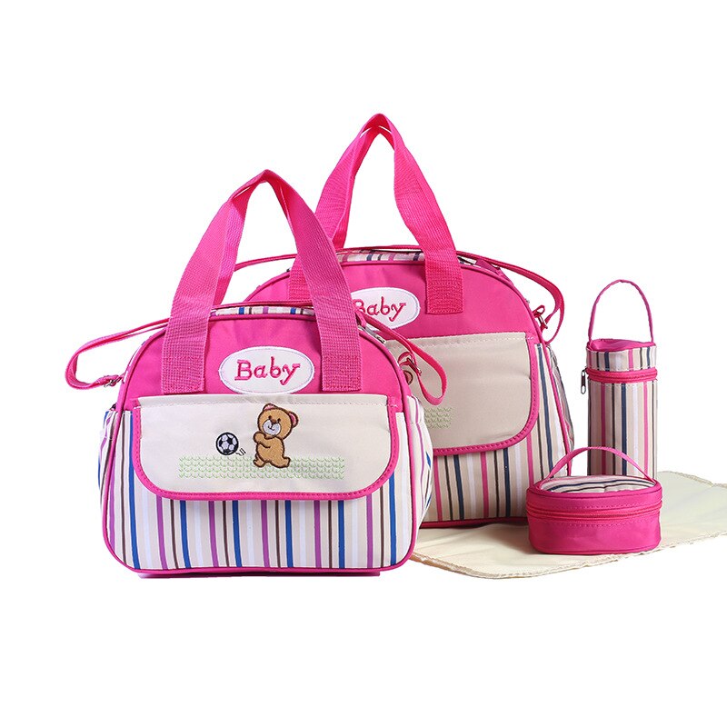 Striped diagonal cross Mummy bag multi-function large capacity diaper bag 5pcs per set nappy bags