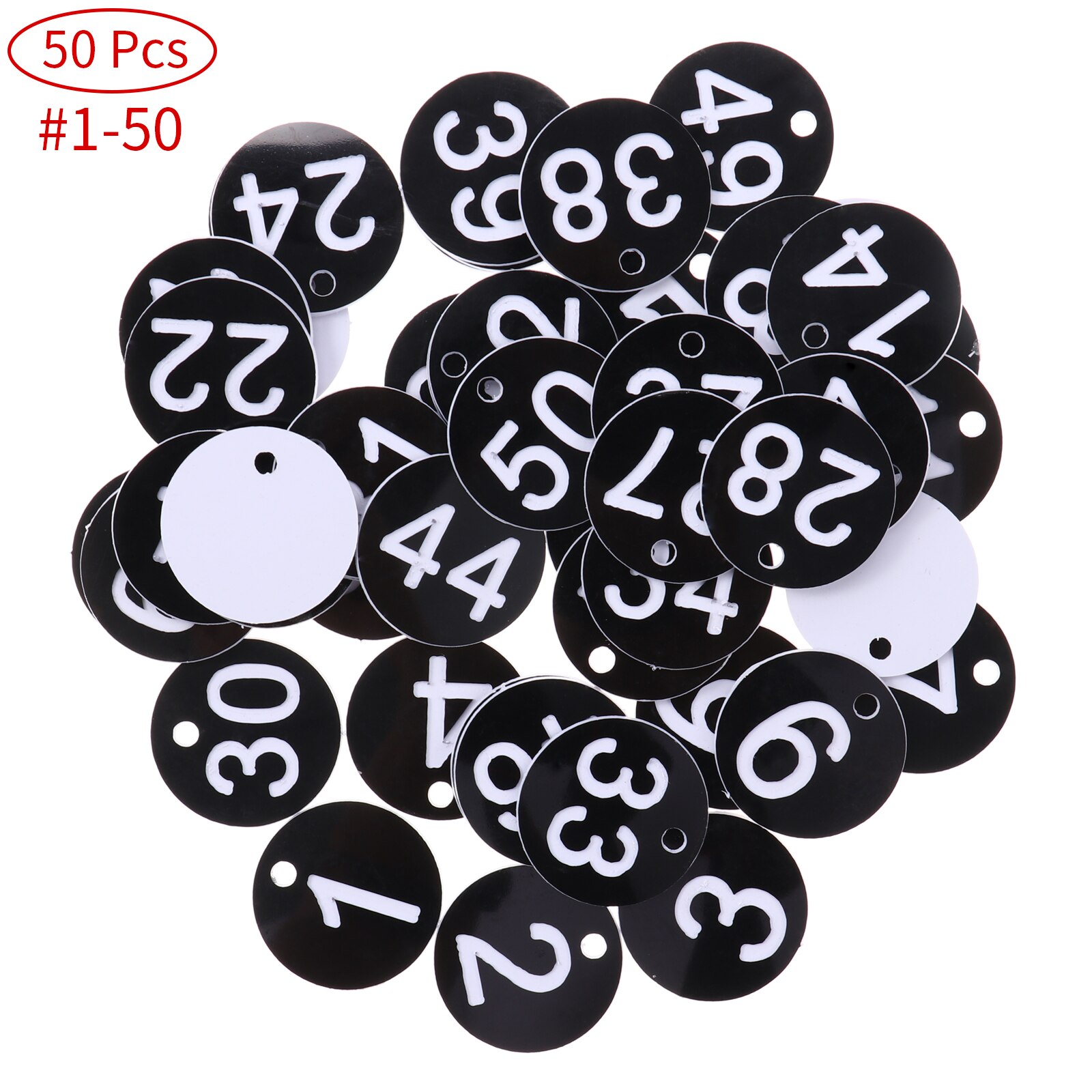 30/50pc rekisterikilpilevy muovinen numerolappu avainrenkailla kaappi lipasto avaimet järjestäjä ripustin kaappi avainkortti numerotarrat: 50 kpl 1-50