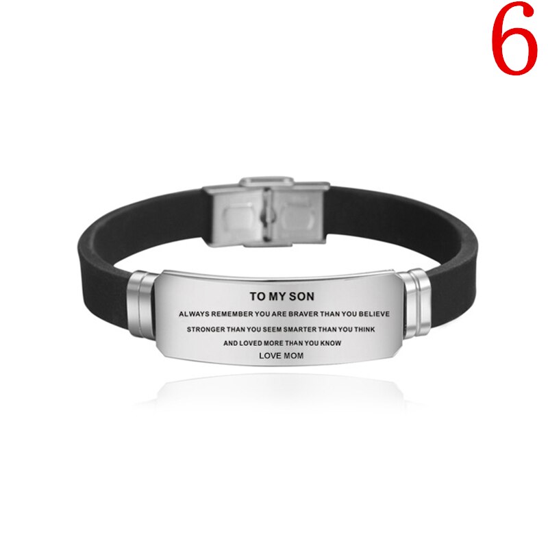 To My Son Encourage Jewelry Men Wristband Stainless Steel Silicone Bracelets For Boys Bangle Love From Love Mom: 6