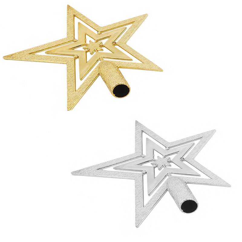9.5cm Silver Star Christmas Tree Top Star 3D Five-point Star Christmas Home Table Topper Xmas Decoration Merry Christmas
