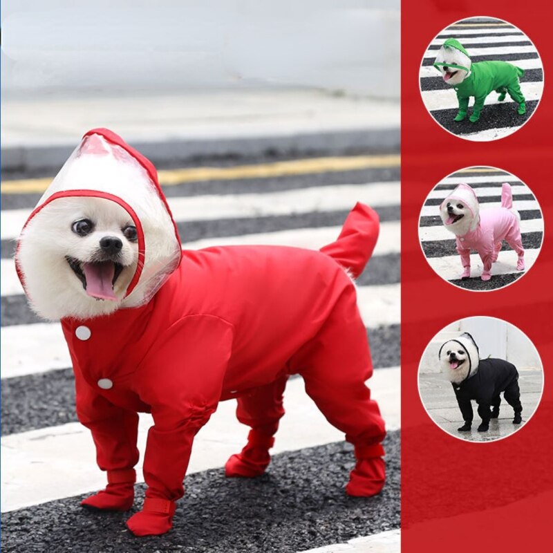 Cool Full-Cover Regenjassen Voor Kleine Honden Effen Kleur Waterdichte Beschermende Doek Huisdier Regenachtige Dag Walking Dog Tool Hond levert