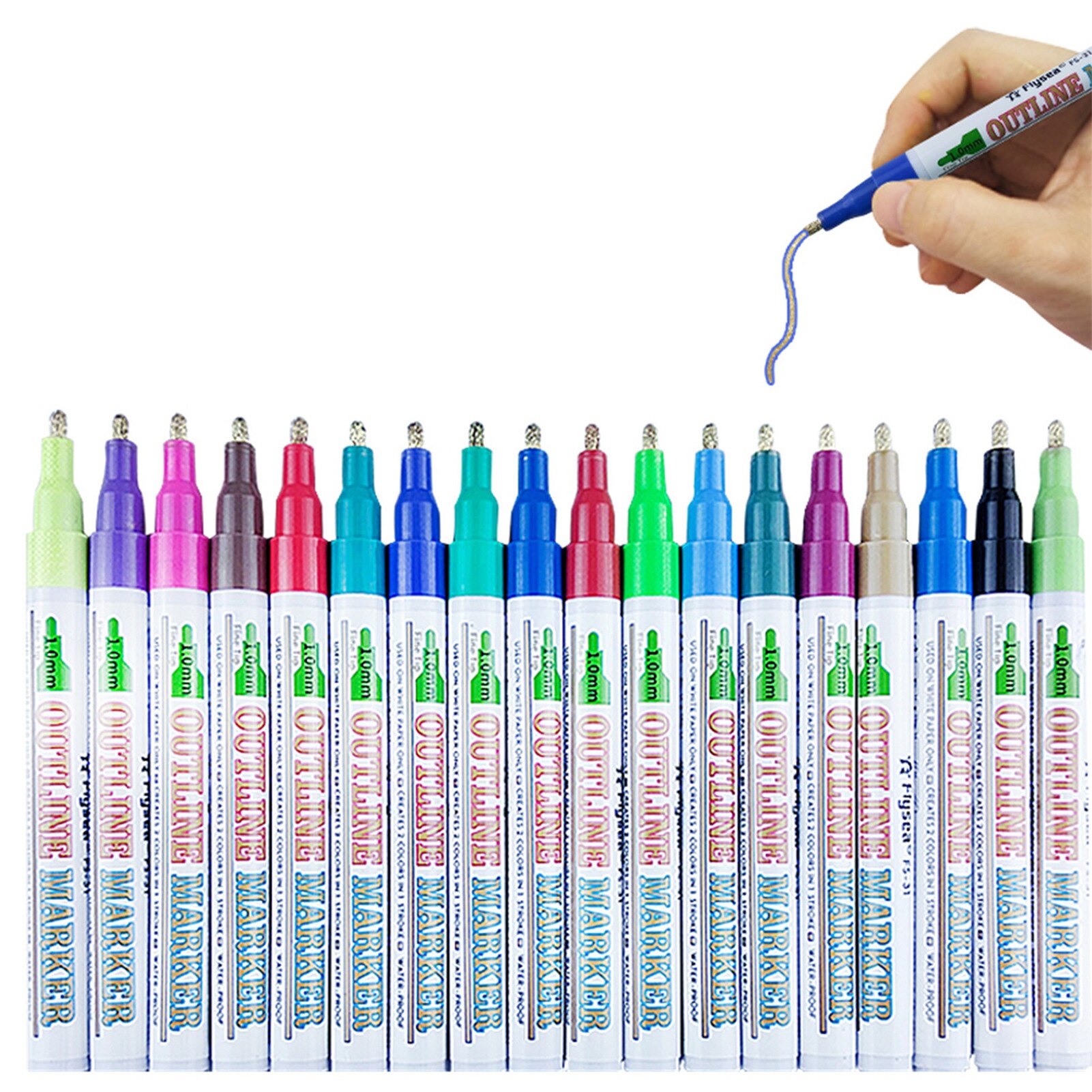 Two-line Contour Flash Pen 12/18 Color Magic Pen For DIY Painting Non-toxic Tasteless Drawing Pen Learning Tool: B