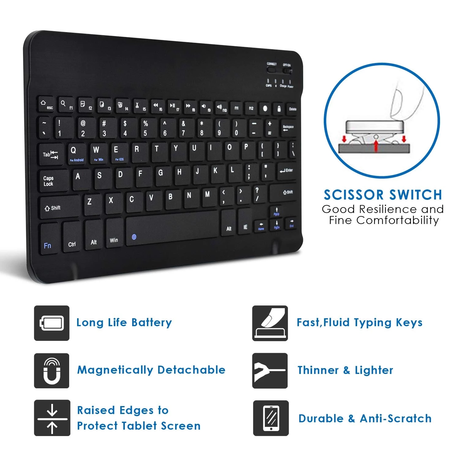 Teclado inalámbrico Bluetooth para tableta Funda de cuero PU funda con soporte para Pad 7 8 pulgadas 9 10 pulgadas para IOS Android Windows