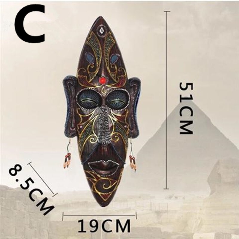 3D Resin Hand-Painted Crafts African Mask Personality Retro Wall Hanging Decoration Home Living Room Bar Decoration