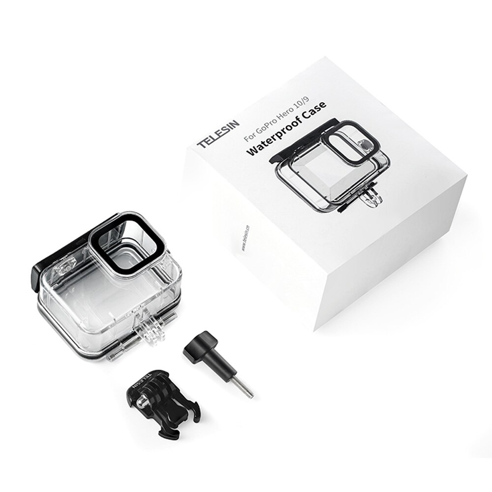 Telesin 50m caso à prova dwaterproof água para gopro hero 9 10 mergulho subaquático habitação capa com filtro de lente para gopro hero 9 10 acessórios: Waterproof Case